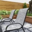 SET 4 SEDIE DA GIARDINO IMPILABILI CON BRACCIOLI CURVI, IN ACCIAIO E TESSUTO TRASPIRANTE, 54X71X93 CM, GRIGIO