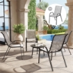 SET 4 SEDIE DA GIARDINO IMPILABILI CON BRACCIOLI CURVI, IN ACCIAIO E TESSUTO TRASPIRANTE, 54X71X93 CM, GRIGIO