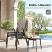 SET 4 SEDIE DA GIARDINO IMPILABILI CON BRACCIOLI CURVI, IN ACCIAIO E TESSUTO TRASPIRANTE, 54X71X93 CM, GRIGIO