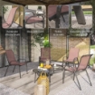 SET 4 SEDIE DA GIARDINO IMPILABILI CON BRACCIOLI CURVI, IN ACCIAIO E TESSUTO TRASPIRANTE, 54X71X93 CM, MARRONE
