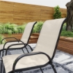 SET 4 SEDIE DA GIARDINO IMPILABILI CON BRACCIOLI CURVI, IN ACCIAIO E TESSUTO TRASPIRANTE, 54X71X93 CM, BEIGE