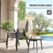 SET 4 SEDIE DA GIARDINO IMPILABILI CON BRACCIOLI CURVI, IN ACCIAIO E TESSUTO TRASPIRANTE, 54X71X93 CM, BEIGE