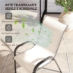 SET 4 SEDIE DA GIARDINO IMPILABILI CON BRACCIOLI CURVI, IN ACCIAIO E TESSUTO TRASPIRANTE, 54X71X93 CM, BEIGE