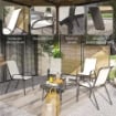 SET 4 SEDIE DA GIARDINO IMPILABILI CON BRACCIOLI CURVI, IN ACCIAIO E TESSUTO TRASPIRANTE, 54X71X93 CM, BEIGE