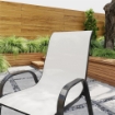SET 2 SEDIE DA GIARDINO IMPILABILI CON BRACCIOLI CURVI, IN ACCIAIO E TESSUTO TRASPIRANTE, 54X71X93 CM, GRIGIO CHIARO