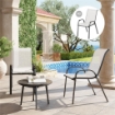 SET 2 SEDIE DA GIARDINO IMPILABILI CON BRACCIOLI CURVI, IN ACCIAIO E TESSUTO TRASPIRANTE, 54X71X93 CM, GRIGIO CHIARO