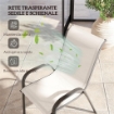 SET 2 SEDIE DA GIARDINO IMPILABILI CON BRACCIOLI CURVI, IN ACCIAIO E TESSUTO TRASPIRANTE, 54X71X93 CM, GRIGIO CHIARO