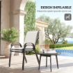 SET 2 SEDIE DA GIARDINO IMPILABILI CON BRACCIOLI CURVI, IN ACCIAIO E TESSUTO TRASPIRANTE, 54X71X93 CM, GRIGIO CHIARO