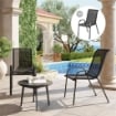 SET 2 SEDIE DA GIARDINO IMPILABILI CON BRACCIOLI CURVI, IN ACCIAIO E TESSUTO TRASPIRANTE, 54X71X93 CM, NERO