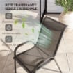 SET 2 SEDIE DA GIARDINO IMPILABILI CON BRACCIOLI CURVI, IN ACCIAIO E TESSUTO TRASPIRANTE, 54X71X93 CM, NERO