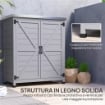 ARMADIO DA ESTERNO CON RIPIANO E BANCO DA LAVORO IN LEGNO E ACCIAIO, 79X43X92 CM, GRIGIO