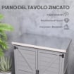 ARMADIO DA ESTERNO CON RIPIANO E BANCO DA LAVORO IN LEGNO E ACCIAIO, 79X43X92 CM, GRIGIO