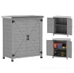 ARMADIO DA ESTERNO CON RIPIANO E BANCO DA LAVORO IN LEGNO E ACCIAIO, 79X43X92 CM, GRIGIO