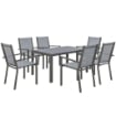 SET DA GIARDINO CON 6 SEDIE IMPILABILI E TAVOLO DA PRANZO RETTANGOLARE, GRIGIO CHIARO