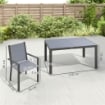 SET DA GIARDINO CON 6 SEDIE IMPILABILI E TAVOLO DA PRANZO RETTANGOLARE, GRIGIO CHIARO