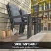 SET DA GIARDINO CON 6 SEDIE IMPILABILI E TAVOLO DA PRANZO RETTANGOLARE, GRIGIO CHIARO