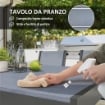 SET DA GIARDINO CON 6 SEDIE IMPILABILI E TAVOLO DA PRANZO RETTANGOLARE, GRIGIO CHIARO