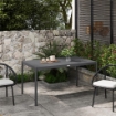 TAVOLO DA GIARDINO A DOGHE PER 6 PERSONE IN ACCIAIO E ALLUMINIO, 145X90X74 CM, GRIGIO SCURO