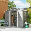 CASETTA PORTA ATTREZZI CON PORTE SCORREVOLI E 4 PRESE D'ARIA, IN ACCIAIO E PP 196X236X208 CM, GRIGIO CHIARO