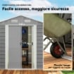 CASETTA PORTA ATTREZZI CON PORTE SCORREVOLI E 4 PRESE D'ARIA, IN ACCIAIO E PP 196X236X208 CM, GRIGIO CHIARO
