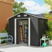CASETTA PORTA ATTREZZI CON PORTE SCORREVOLI E 4 PRESE D'ARIA, IN ACCIAIO E PP 196X236X208 CM, GRIGIO SCURO