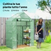 SERRA DA GIARDINO CON 2 MENSOLE A 3 LIVELLI E INGRESSO A ZIP, IN ACCIAIO E PE, 142X73X195 CM, VERDE