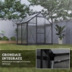 SERRA DA GIARDINO IN POLICARBONATO E ALLUMINIO CON PORTA SCORREVOLE E FINESTRA, 190X132X201 CM, GRIGIO