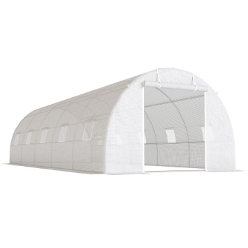 SERRA A TUNNEL 8X3X2 M CON RIVESTIMENTO IN PLASTICA E ACCIAIO RINFORZATO, BIANCO