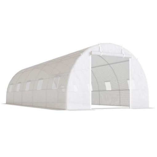 SERRA A TUNNEL 8X3X2 M CON RIVESTIMENTO IN PLASTICA E ACCIAIO RINFORZATO, BIANCO