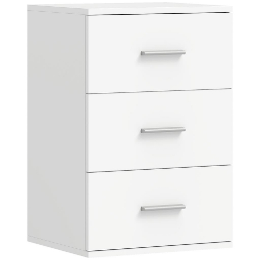 COMODINO CON 3 CASSETTI MODERNO E MULTIUSO PER CAMERA E SALOTTO, 40X35X60 CM, BIANCO