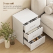COMODINO CON 3 CASSETTI MODERNO E MULTIUSO PER CAMERA E SALOTTO, 40X35X60 CM, BIANCO