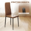SET DI 4 SEDIE DA PRANZO MODERNE CON SCHIENALE ALTO IN FINTA PELLE E ACCIAIO, 41X50X97 CM, MARRONE