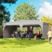 GAZEBO PIEGHEVOLE 3X6 M CON PARETI E ALTEZZA REGOLABILE, PROTEZIONE UV 50+, GRIGIO CHIARO