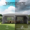 GAZEBO PIEGHEVOLE 3X6 M CON PARETI E ALTEZZA REGOLABILE, PROTEZIONE UV 50+, GRIGIO CHIARO