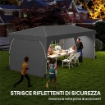 GAZEBO PIEGHEVOLE 3X6 M CON PARETI E ALTEZZA REGOLABILE, PROTEZIONE UV 50+, GRIGIO CHIARO