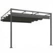 PERGOLA ADDOSSATA 3X3 M CON TETTO RETRATTILE SCORREVOLE UV30+ E FORI DI DRENAGGIO, GRIGIO SCURO