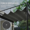 PERGOLA ADDOSSATA 3X3 M CON TETTO RETRATTILE SCORREVOLE UV30+ E FORI DI DRENAGGIO, GRIGIO SCURO