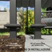 PERGOLA ADDOSSATA 3X3 M CON TETTO RETRATTILE SCORREVOLE UV30+ E FORI DI DRENAGGIO, GRIGIO SCURO