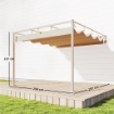 PERGOLA ADDOSSATA 3X3 M CON TETTO RETRATTILE SCORREVOLE UV30+ E FORI DI DRENAGGIO, BEIGE