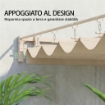 PERGOLA ADDOSSATA 3X3 M CON TETTO RETRATTILE SCORREVOLE UV30+ E FORI DI DRENAGGIO, BEIGE