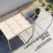 PERGOLA ADDOSSATA 3X3 M CON TETTO RETRATTILE SCORREVOLE UV30+ E FORI DI DRENAGGIO, BEIGE