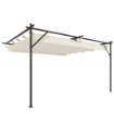 GAZEBO PERGOLA ADDOSSATA 3X4 M CON TETTO RETRATTILE SCORREVOLE E FORI DI DRENAGGIO, BIANCO CREMA