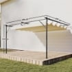 GAZEBO PERGOLA ADDOSSATA 3X4 M CON TETTO RETRATTILE SCORREVOLE E FORI DI DRENAGGIO, BIANCO CREMA