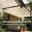 GAZEBO PERGOLA ADDOSSATA 3X4 M CON TETTO RETRATTILE SCORREVOLE E FORI DI DRENAGGIO, BIANCO CREMA