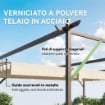GAZEBO PERGOLA ADDOSSATA 3X4 M CON TETTO RETRATTILE SCORREVOLE E FORI DI DRENAGGIO, BIANCO CREMA