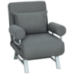 POLTRONA LETTO 3 IN 1 CON SCHIENALE RECLINABILE SU 5 LIVELLI, IN TESSUTO EFFETTO LINO, 73X78X81 CM, GRIGIO SCURO