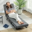 POLTRONA LETTO 3 IN 1 CON SCHIENALE RECLINABILE SU 5 LIVELLI, IN TESSUTO EFFETTO LINO, 73X78X81 CM, GRIGIO SCURO