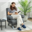POLTRONA LETTO 3 IN 1 CON SCHIENALE RECLINABILE SU 5 LIVELLI, IN TESSUTO EFFETTO LINO, 73X78X81 CM, GRIGIO SCURO