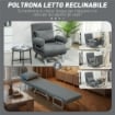 POLTRONA LETTO 3 IN 1 CON SCHIENALE RECLINABILE SU 5 LIVELLI, IN TESSUTO EFFETTO LINO, 73X78X81 CM, GRIGIO SCURO