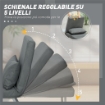 POLTRONA LETTO 3 IN 1 CON SCHIENALE RECLINABILE SU 5 LIVELLI, IN TESSUTO EFFETTO LINO, 73X78X81 CM, GRIGIO SCURO